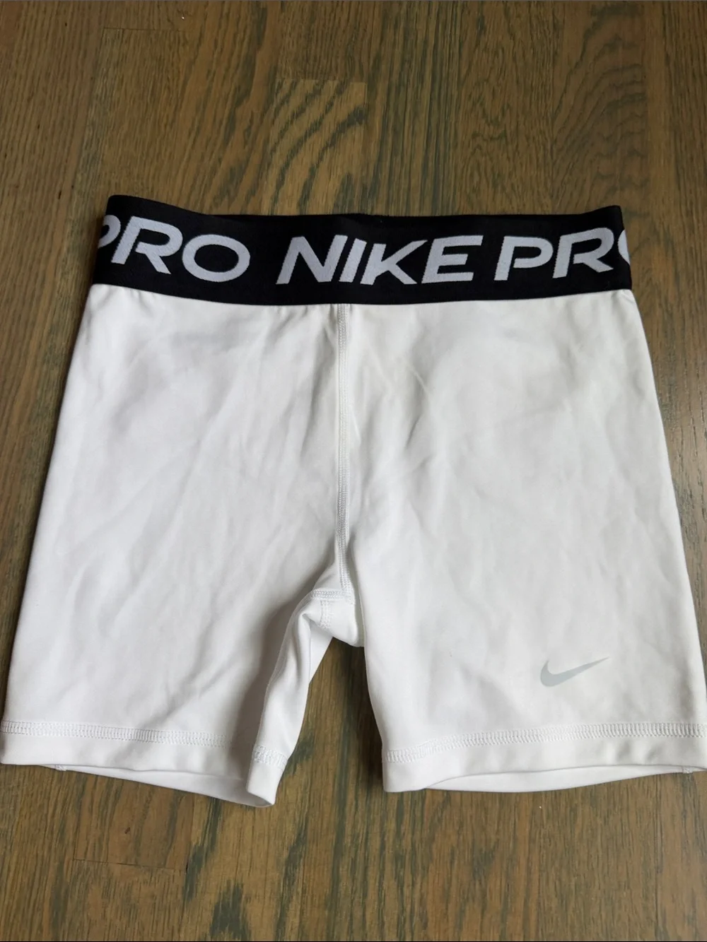 NWOT Nike White Pro Compression Shorts with Black Branded Waistband